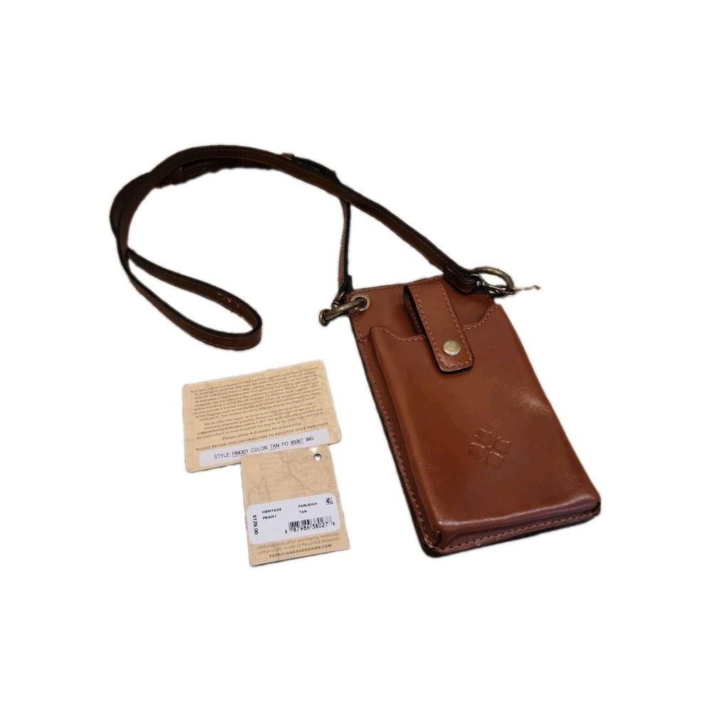 Patricia Nash Heritage Farleigh Brown Leather Phone Case Wallet Crossbody NEW